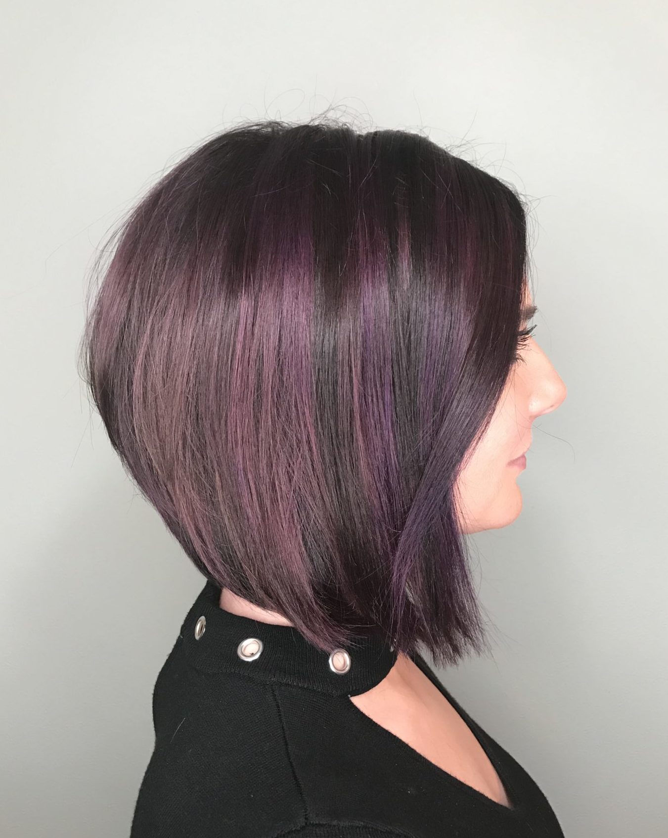 Womans Bob Hair Style Ideas Angled Stack Womens Bob Purple